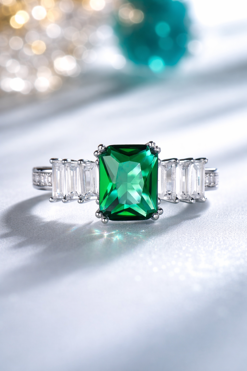 Elegant Emerald Cut Stone Ring