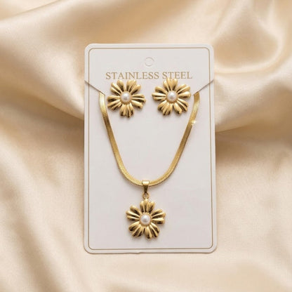 Anti-Tarnish Stainless Steel Daisy Floral Jewelry Set
