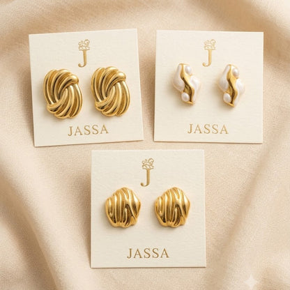 JASSA Statement Gold & Enamel Stud Earrings Combo (Pack of 3 Pairs)