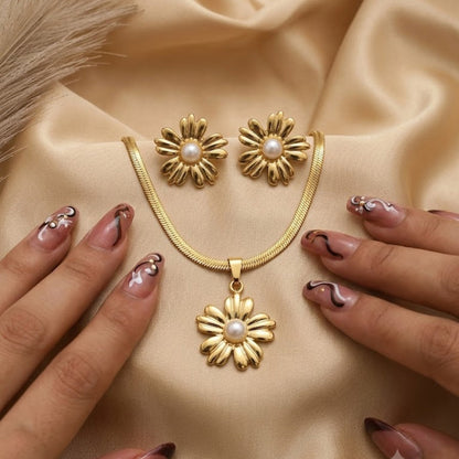 Anti-Tarnish Stainless Steel Daisy Floral Jewelry Set