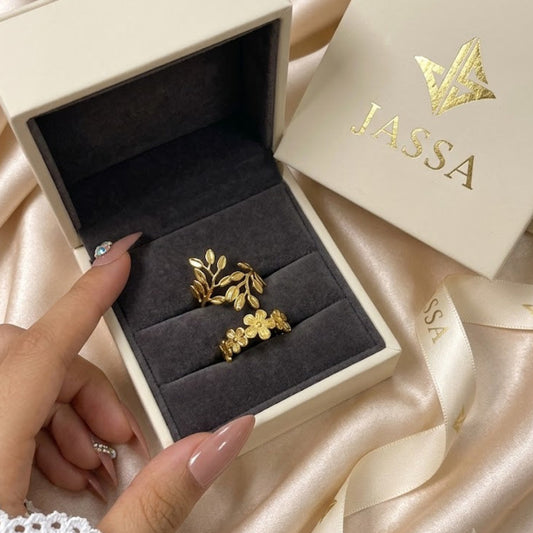 JASSA Golden Flora & Leaf Ring Set