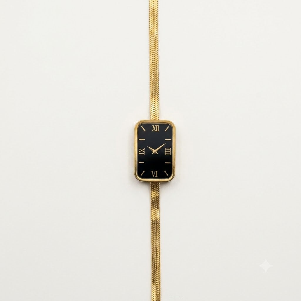 Luxury Vintage Watch-Style Gold Bracelet for Women