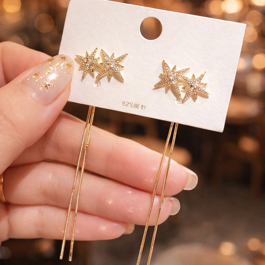 Elegant Star Chain Drop Earrings