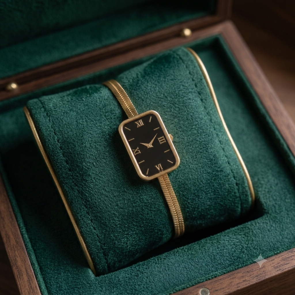 Luxury Vintage Watch-Style Gold Bracelet for Women