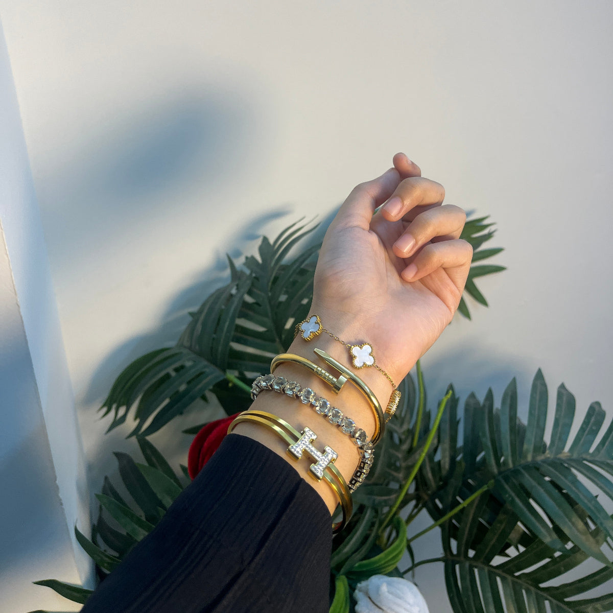 Premium CZ Diamond & Gold Plated Bracelet Set