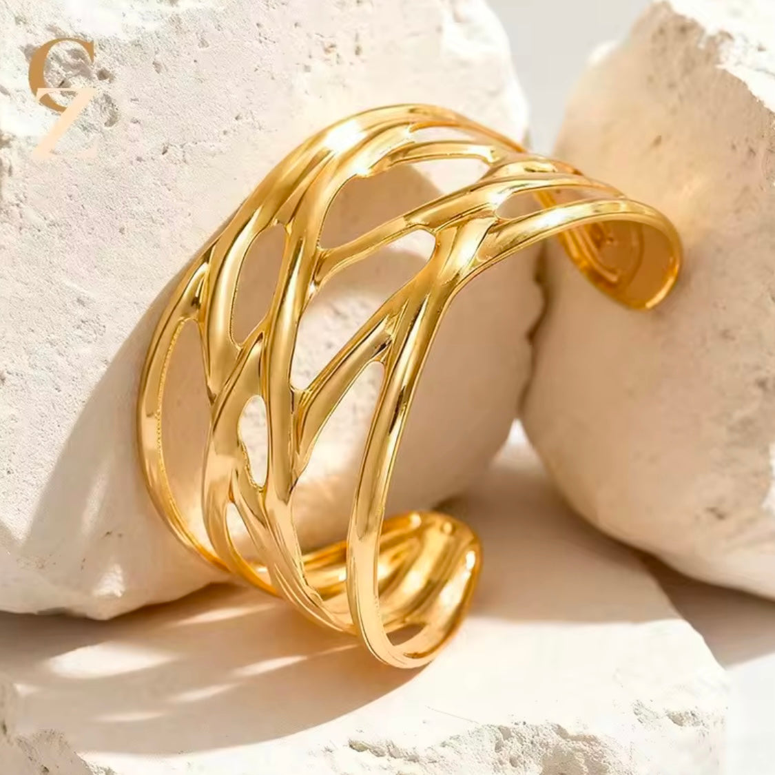 Gold-Tone Layered Bracelet Set with Sculptural Cuff and Roman Numeral Coin Charms