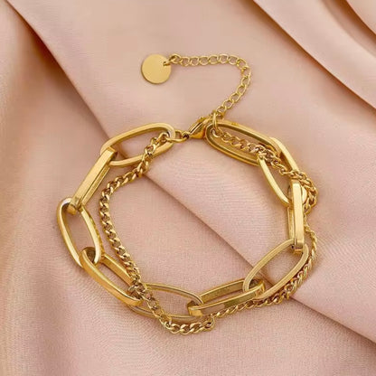Korean Style Double-Layer Gold Link Chain Bracelet