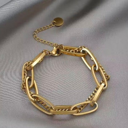 Korean Style Double-Layer Gold Link Chain Bracelet