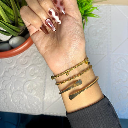 Trendy Gold Bracelet Set: Elegant Layered Wristband Combo for Women