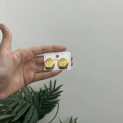 Gold Wavy Textured Chunky Stud Earrings