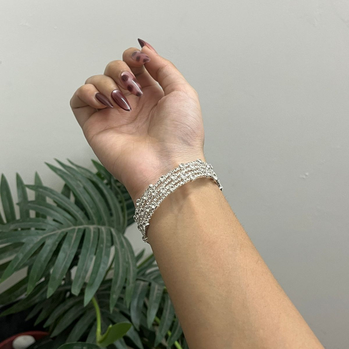 Elegant Silver-Plated Zircon Bracelet & Bangle Combo Set for Women