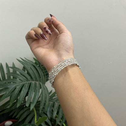 Elegant Silver-Plated Zircon Bracelet & Bangle Combo Set for Women