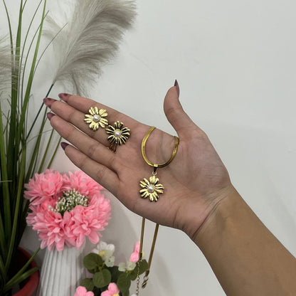 Anti-Tarnish Stainless Steel Daisy Floral Jewelry Set