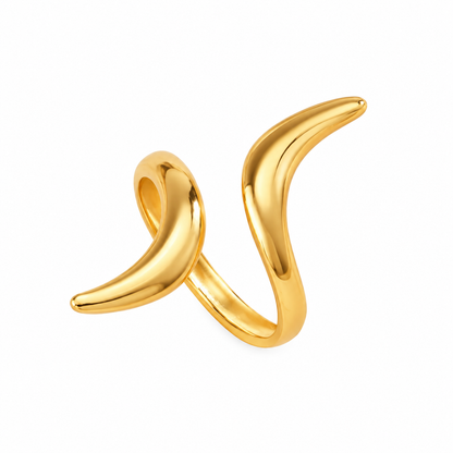 Adjustable Curved Gold Open Ring for Women