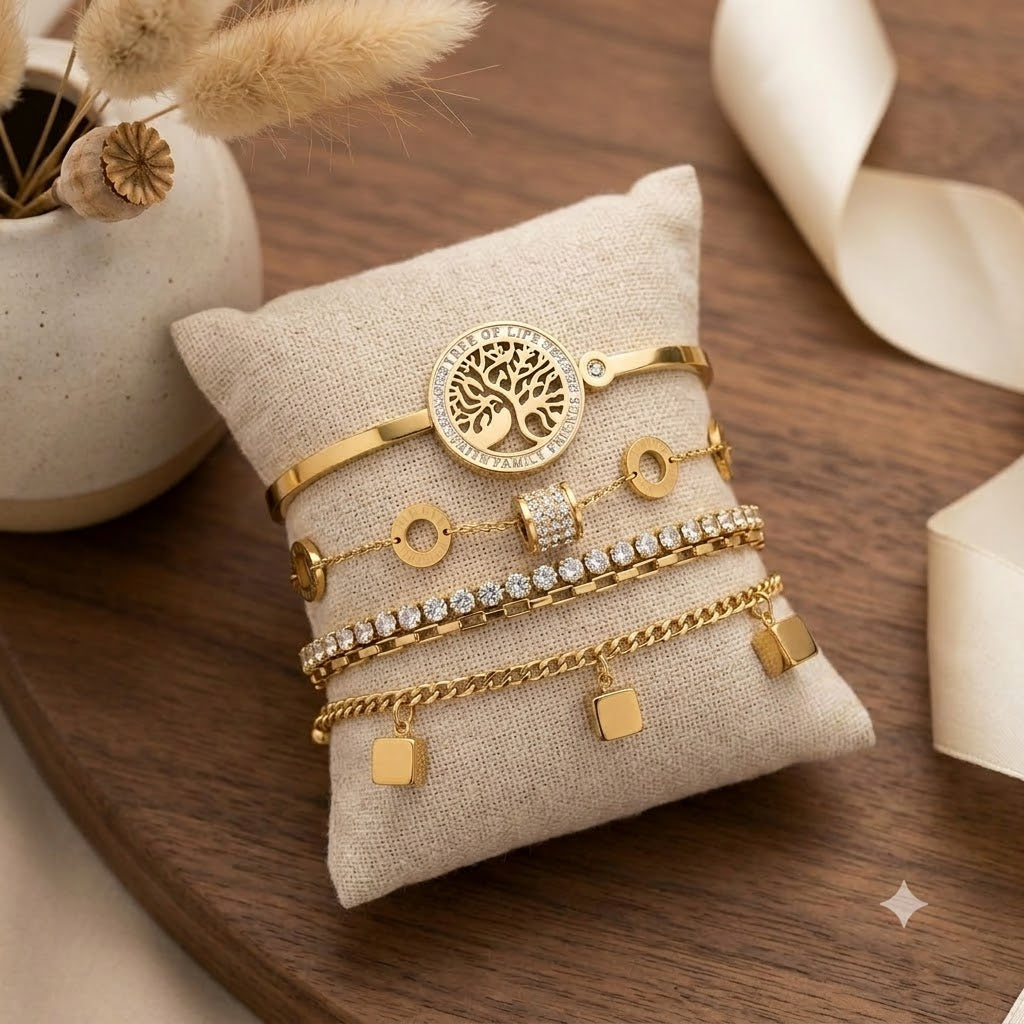 Tree of Life 4-Piece Golden Bracelet Combo