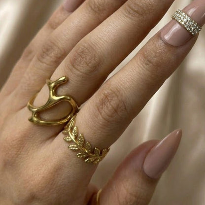 JASSA Abstract & Laurel Leaf Ring Set