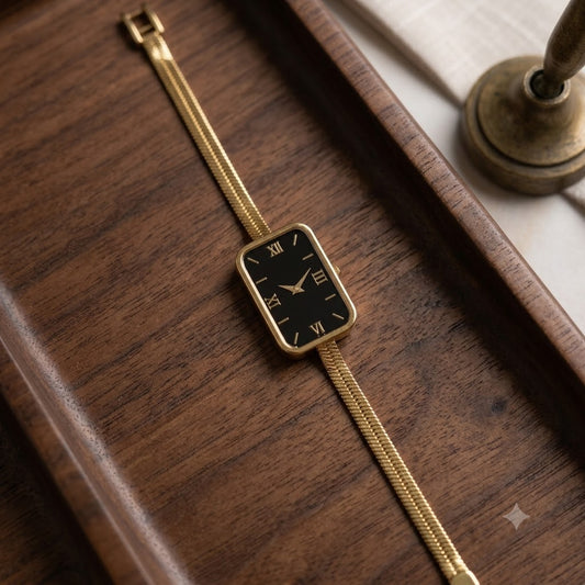 Luxury Vintage Watch-Style Gold Bracelet for Women