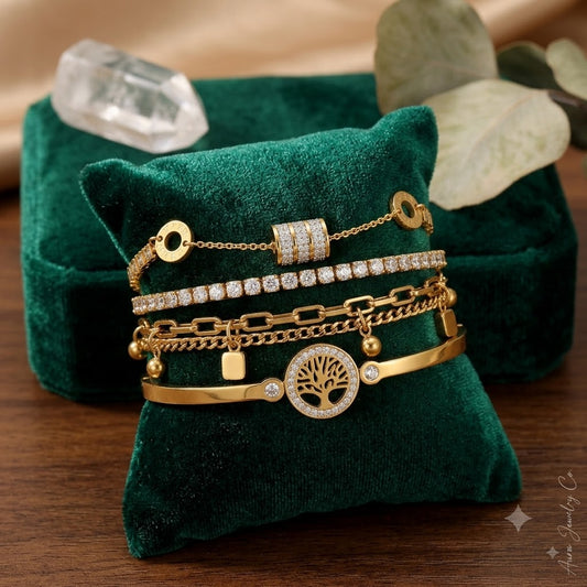 Tree of Life 4-Piece Golden Bracelet Combo