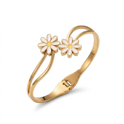 Aesthetic Daisy Flower Gold Bangle Bracelet