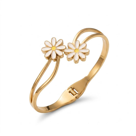 Aesthetic Daisy Flower Gold Bangle Bracelet
