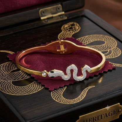 Gold-Tone Crystal Pave Snake Bangle Bracelet
