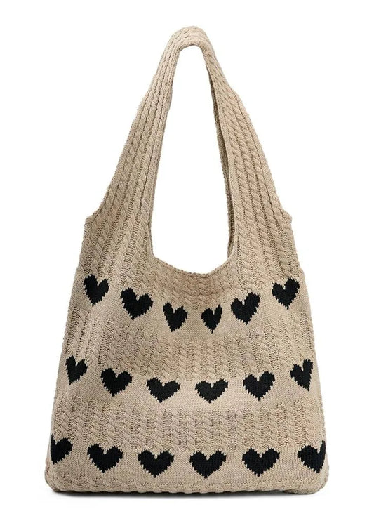 Crochet Heart Tote Bag