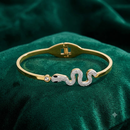 Gold-Tone Crystal Pave Snake Bangle Bracelet
