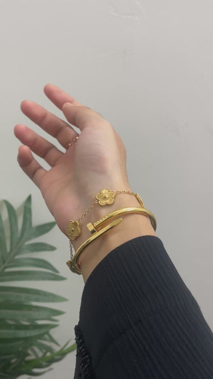Gold Plated Floral Bracelet & Cuff Set for Women