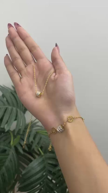 Classic Crystal Pave Barrel Necklace and Bracelet Set