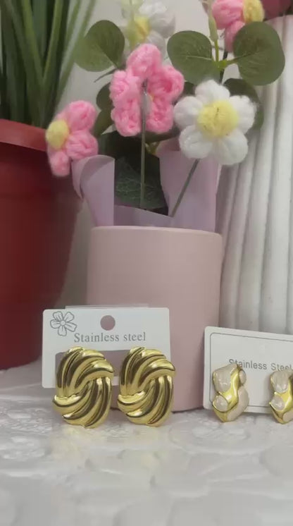 JASSA Statement Gold & Enamel Stud Earrings Combo (Pack of 3 Pairs)